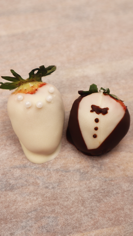 strawberry bride and groom