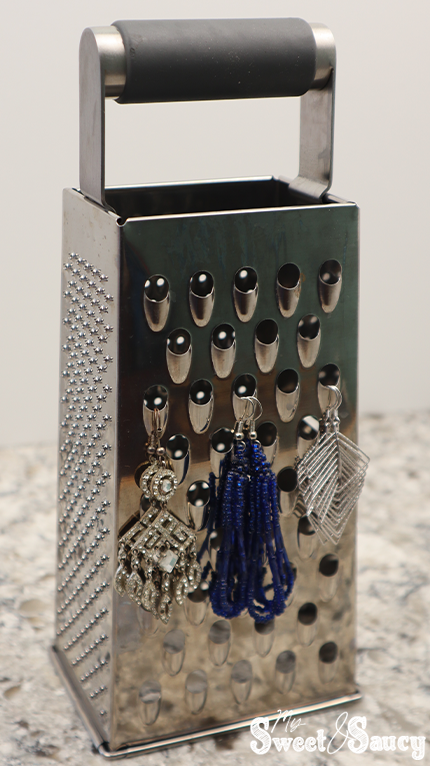 cheese grater earring holder