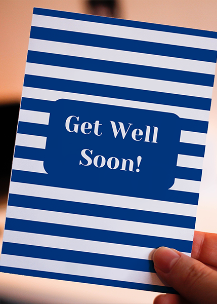 get well soon blue and white stripe