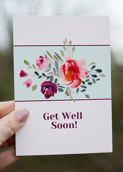 get well soon purple flowers