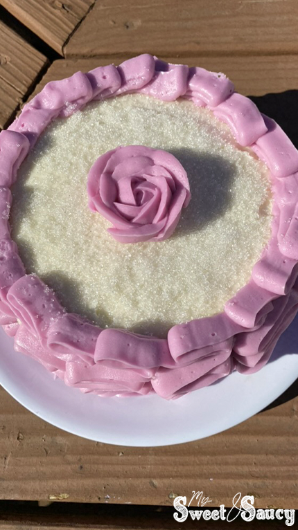 purple ruffled cake