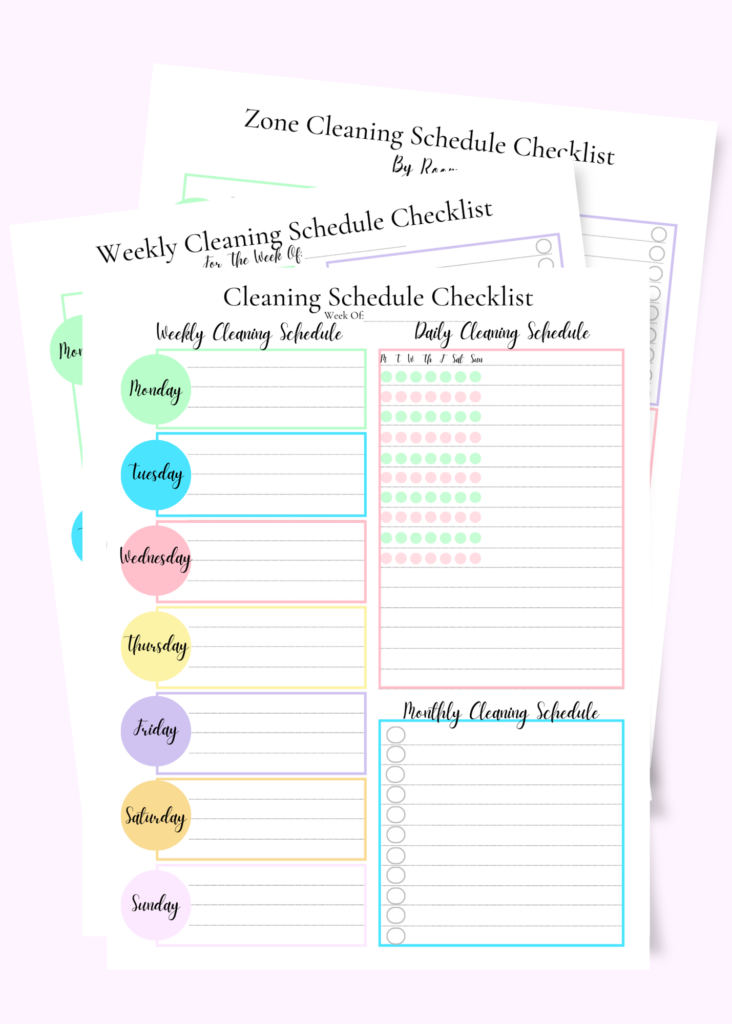 three types of cleaning checklist