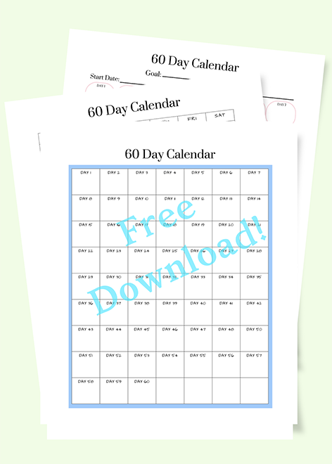 FREE 60 day calendar printable blank template My Sweet and Saucy