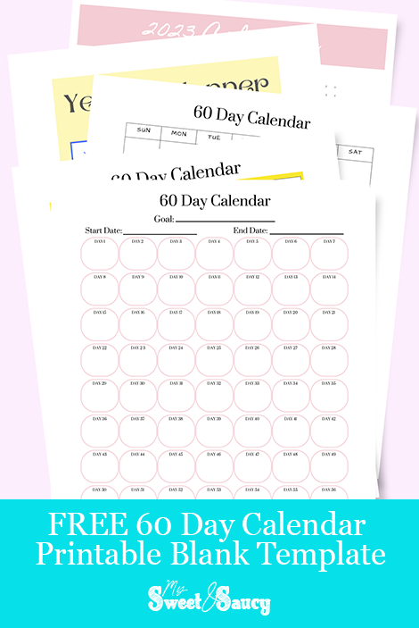 60 day calendar pinterest