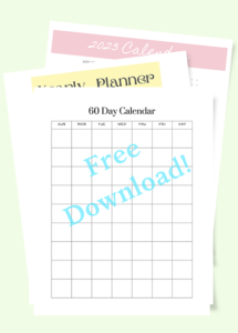 FREE 60 day calendar printable blank template My Sweet and Saucy