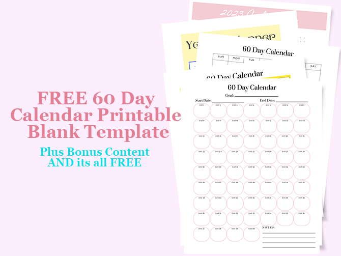 FREE 60 day calendar printable blank template cover