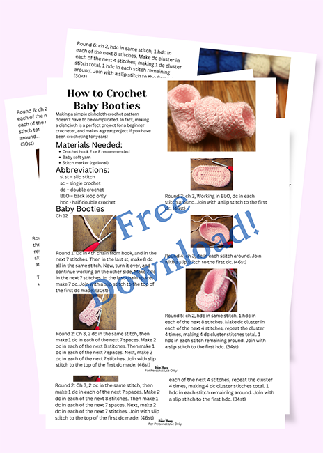 free crochet bootie pattern download