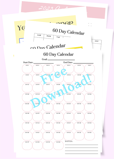 FREE 60 day calendar printable blank template My Sweet and Saucy