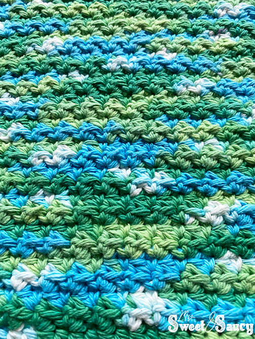 close up on crochet washcloth