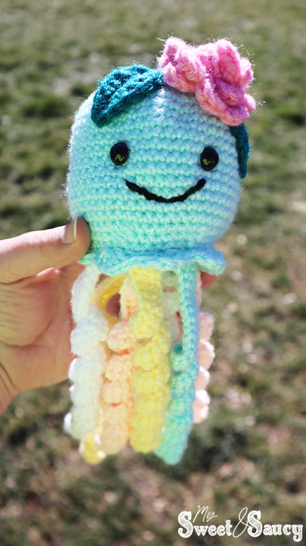 crochet octopus outside