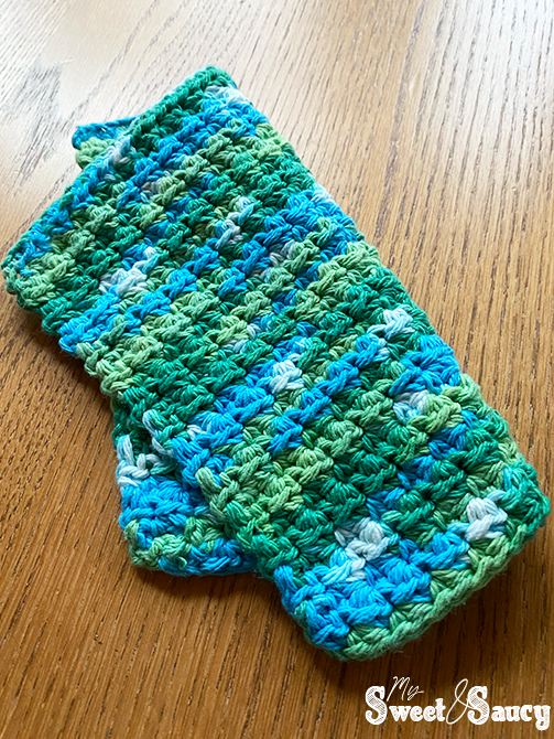 crochet washcloth folded down