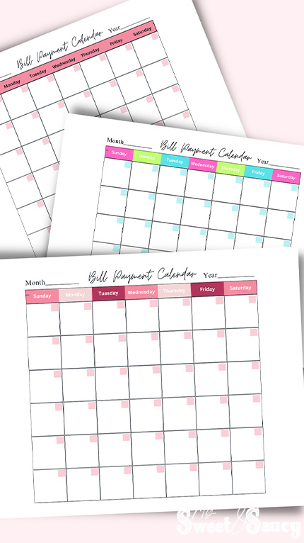 bill pay calendar checklist monthly calendar