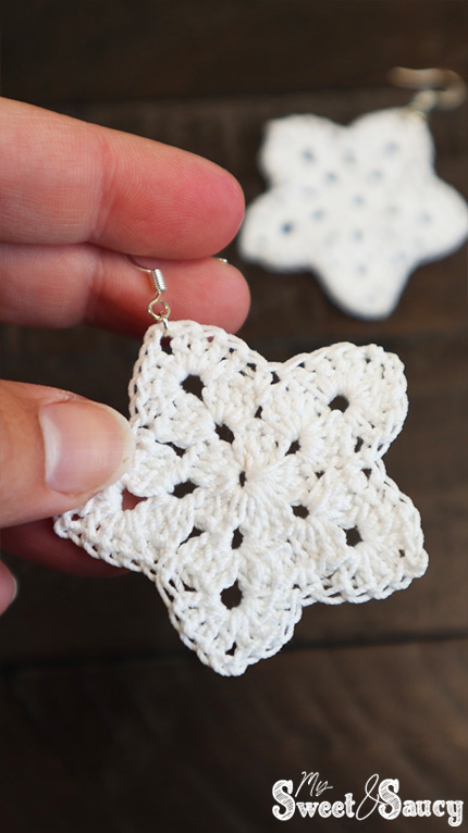 crochet star earrings