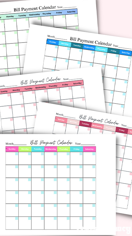 Free Printable Monthly Bill Pay Calendar Checklist - My Sweet and Saucy