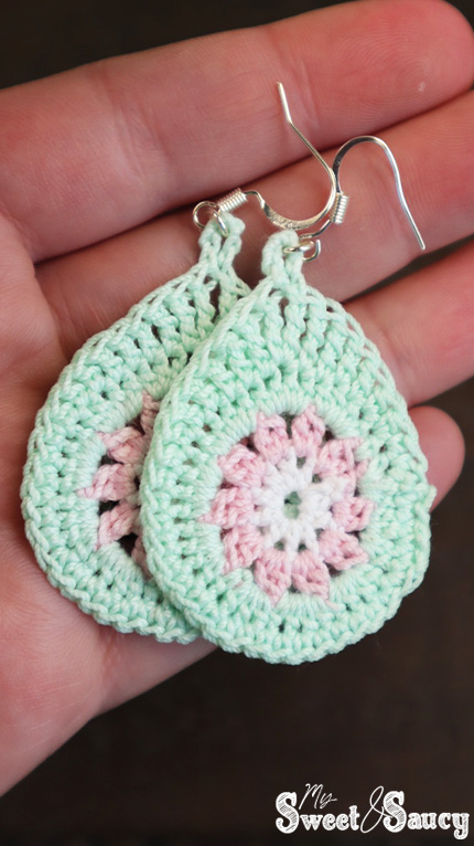 multi colored crochet earrings