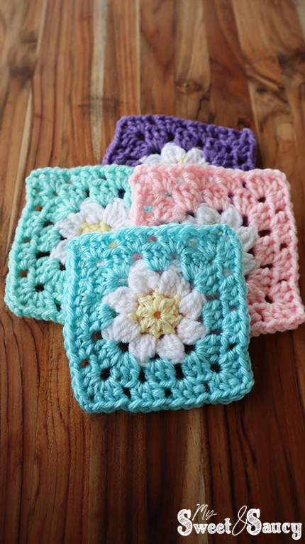 multi colored daisy granny squares