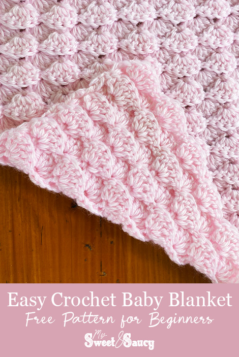 Easy Crochet Baby Blanket Pinterest pin