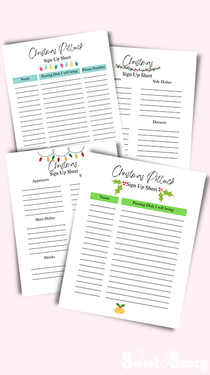 christmas sign up sheet options