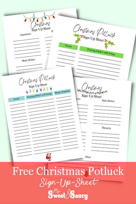 Free Printable Christmas Potluck Sign Up Sheet - My Sweet and Saucy