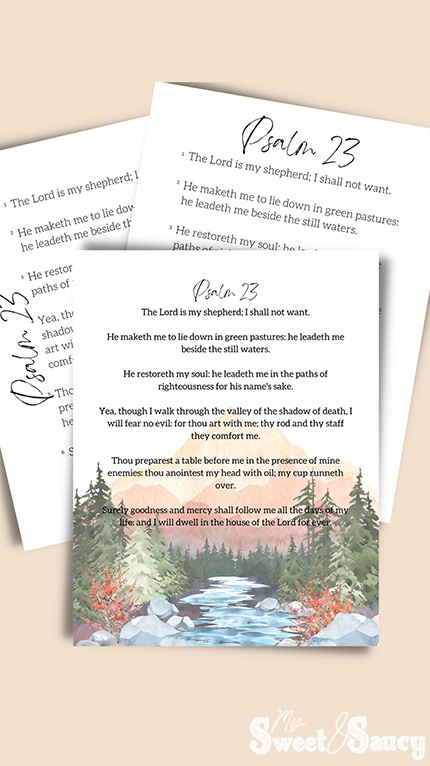 psalm 23 printable tan