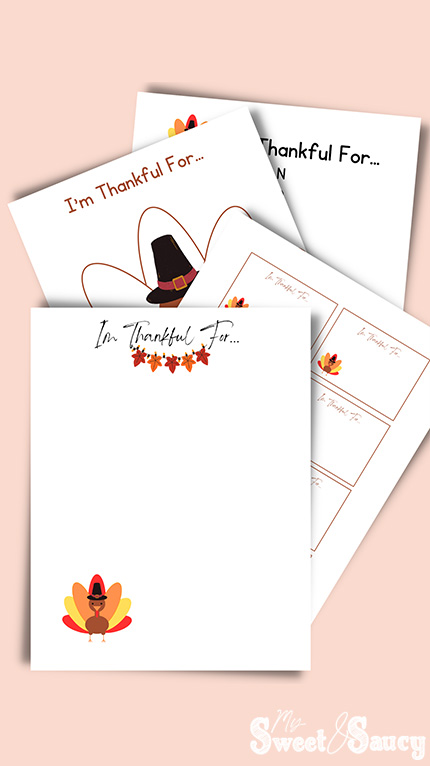 I'm thankful for sheet printable