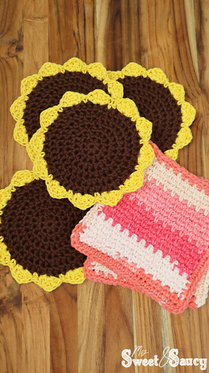 crochet coasters round and square