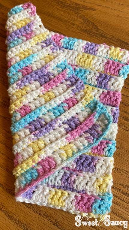 double crochet dishcloth with single crochet
