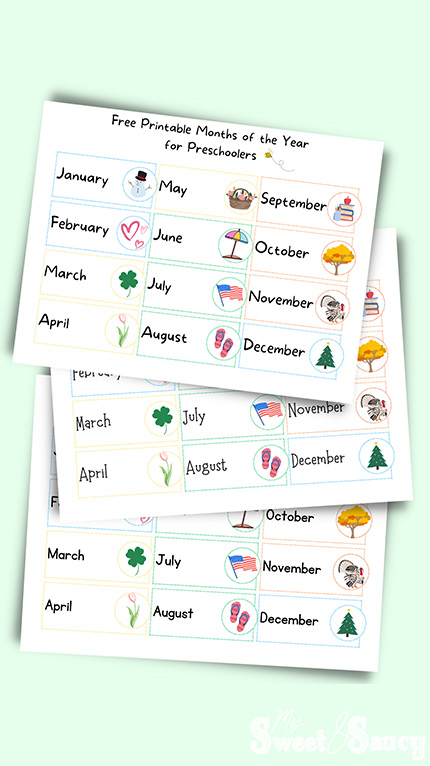 months of the year for preschool
