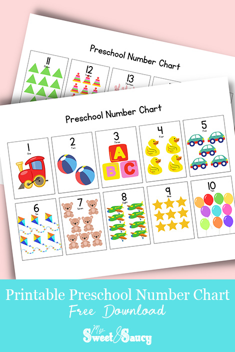 printable preschool number chart pinterest pin