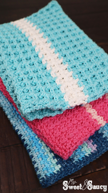 stacked crochet kitchen towels