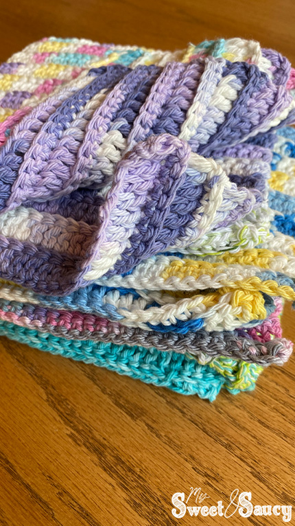 stacked double crochet dishcloths