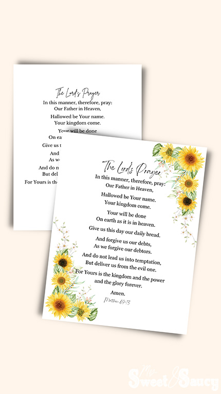 the lords prayer with sunflowers