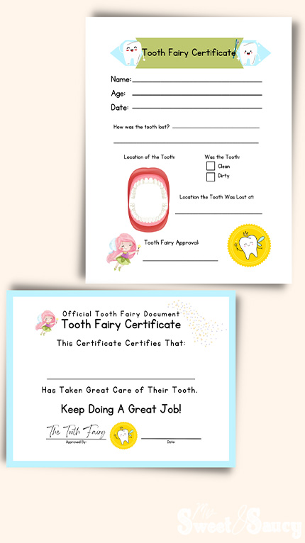 tooth fairy certificate