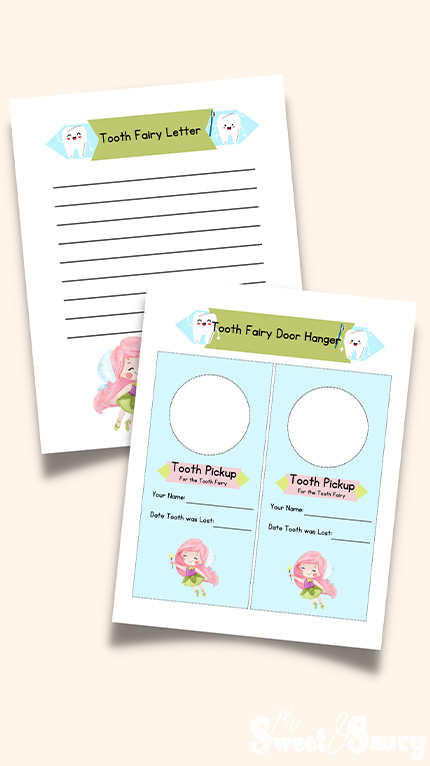 tooth fairy door hanger and letter