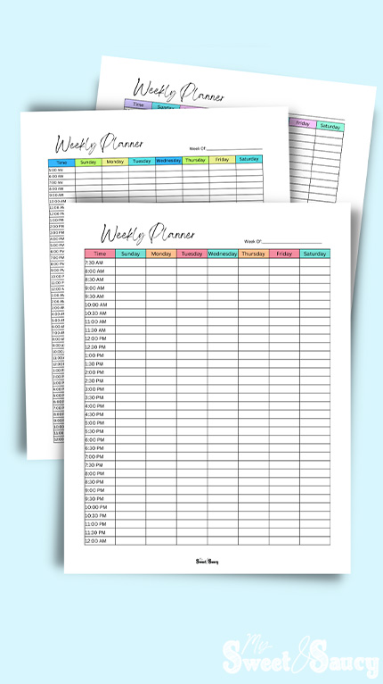 weekly hourly planner