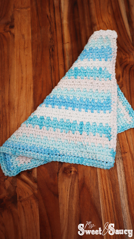 blue crochet washcloth