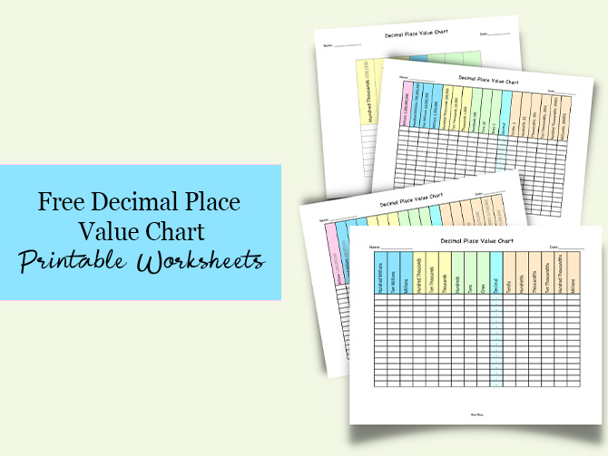 decimal place value chart worksheets