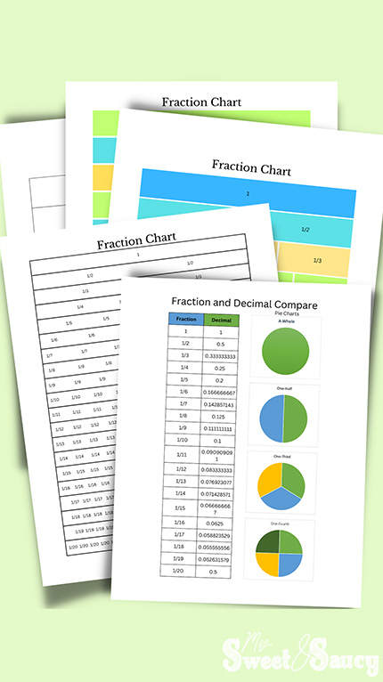 fraction chart printables