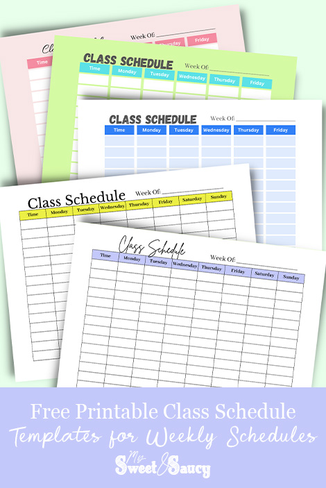 weekly class schedule download Pinterest pin