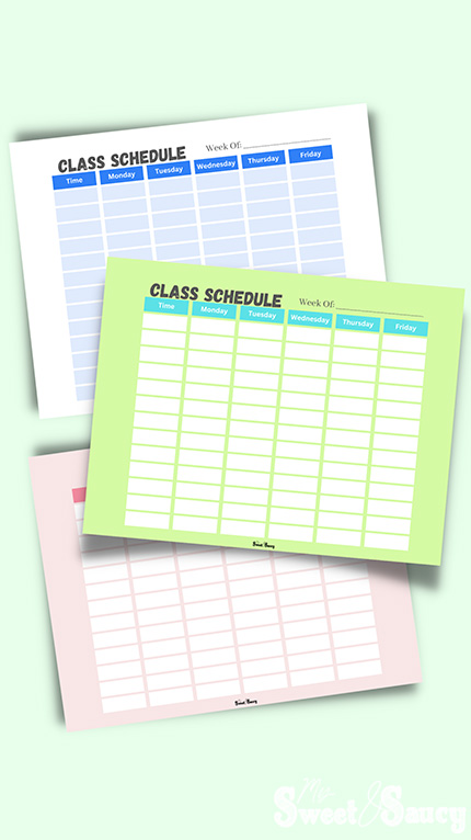 weekly class schedule
