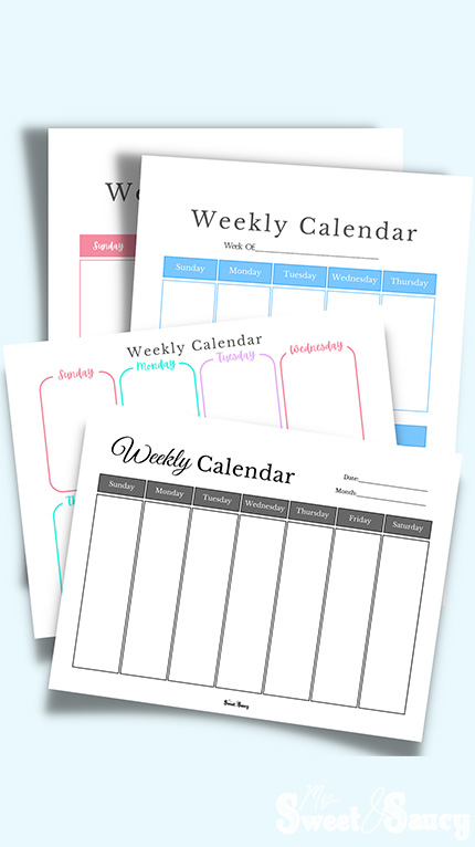 all types of weekly calendars