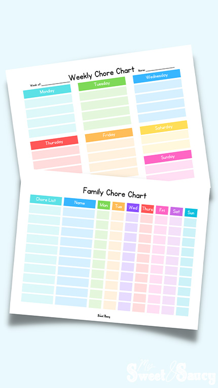 family and weekly chore chart
