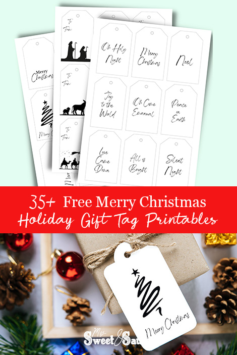 free merry Christmas holiday gift tag printables