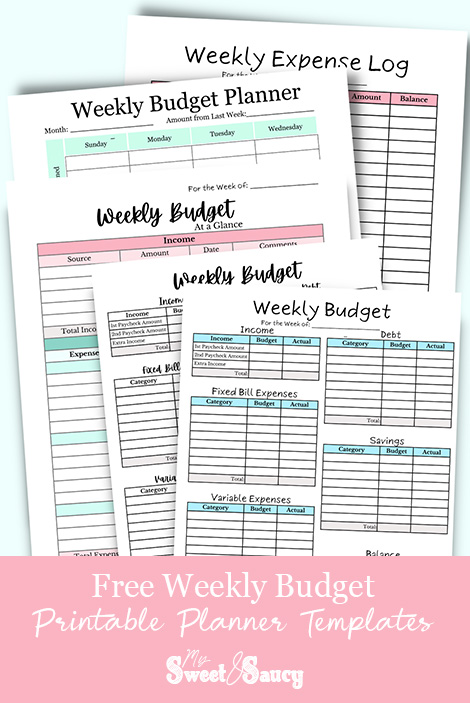 free weekly budget printable planner templates
