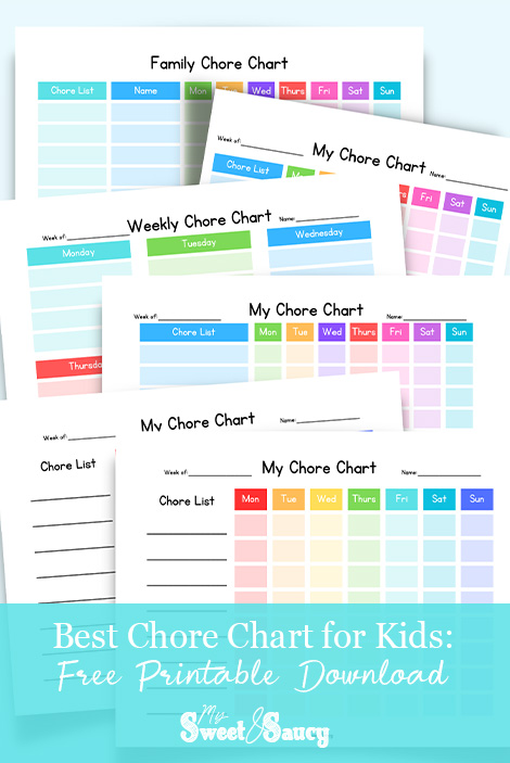 printable chore chart for kids Pin