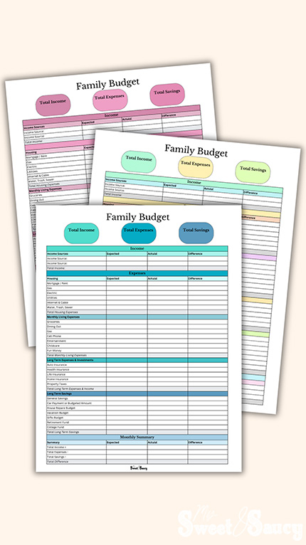 blank family budget