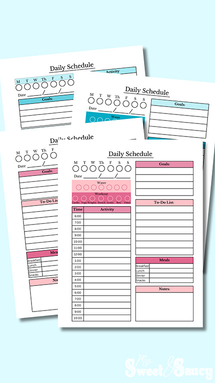 daily schedule printables