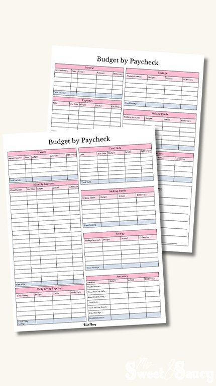 pink budget by paycheck