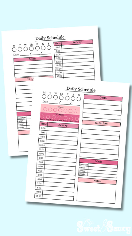 pink daily schedules
