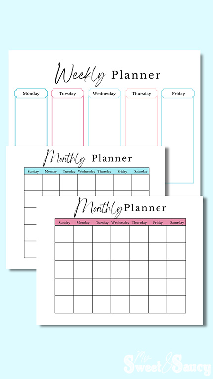 weekly and monthly planner